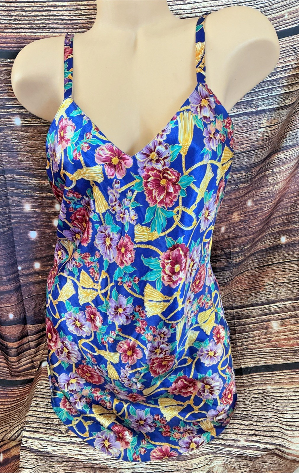 Vintage JO Intimates Chemise & Robe Set Floral Polyester Set Size S