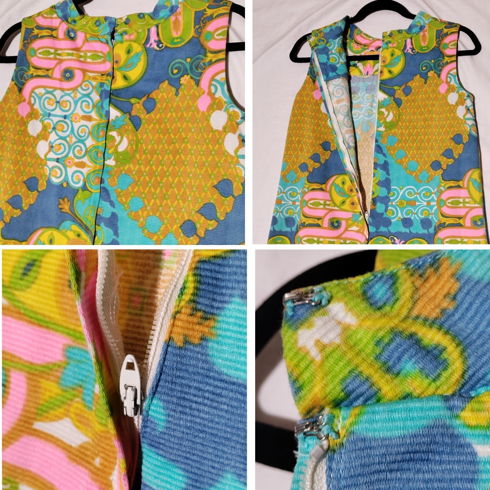 Tori Richard Hawaiian psychedelic 60s Multicolor Shift Dress Sz 12 Vtg