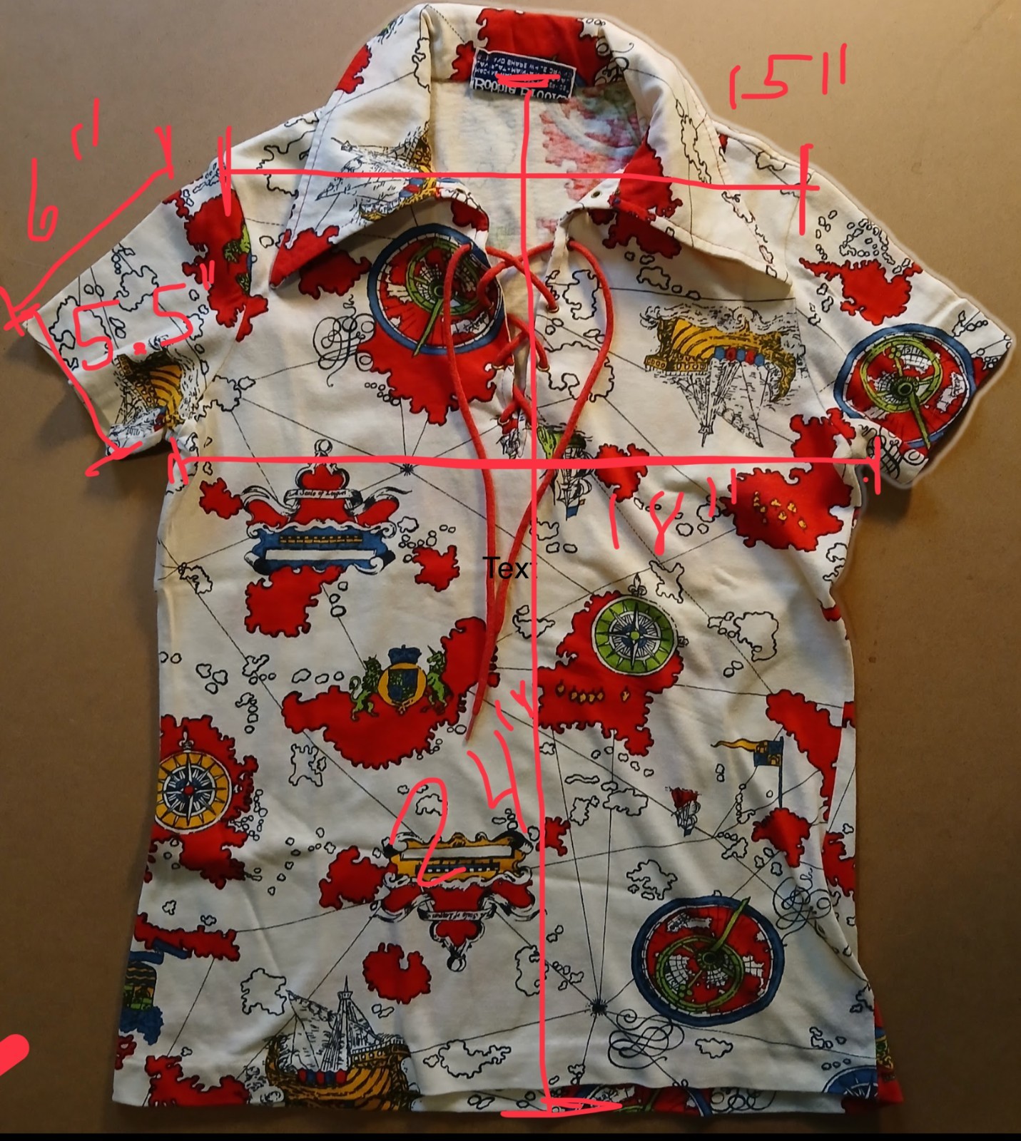 Vtg 1960s Bobbie Brooks Boho Hippie Retro Shirt Sz Small
