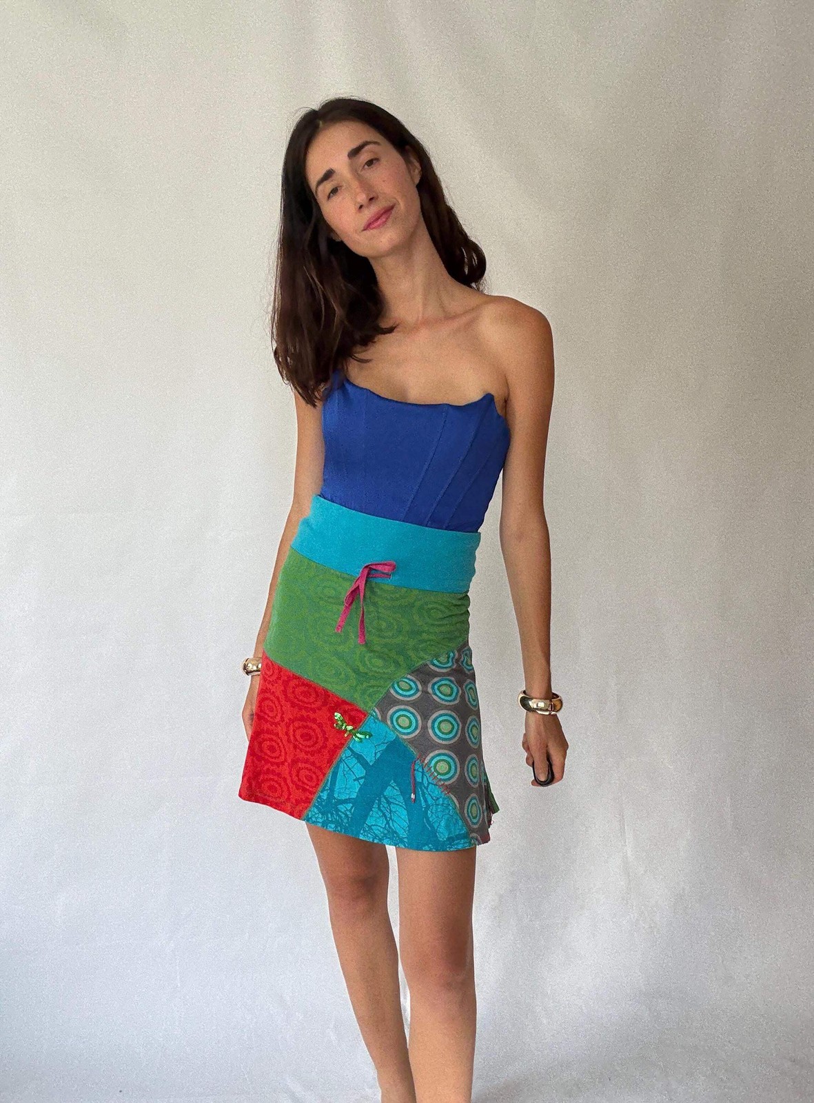 Eclectic Desigual Cotton Skirt with Vibrant Patterns and Patchwork – Bohemian St