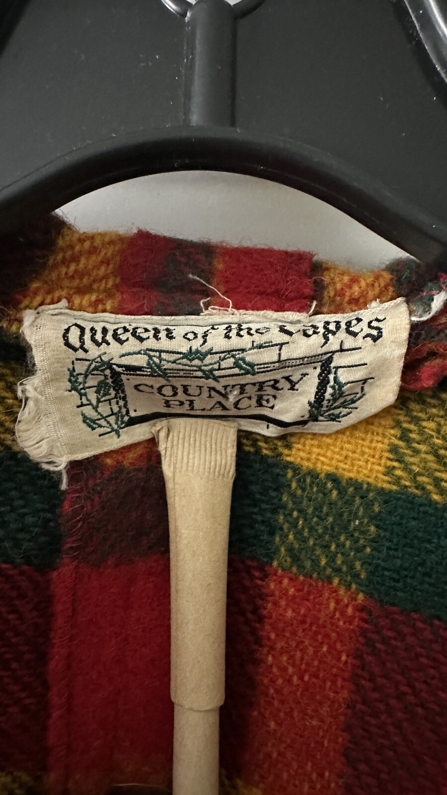 VTG Queen of The Capes Country Place Hooded Poncho Plaid One Size 60s 70s Retro