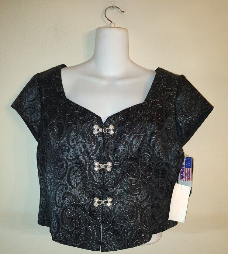 New with tags Women’s Hampton Nites Cropped Party Black Silver Corset Top Size L