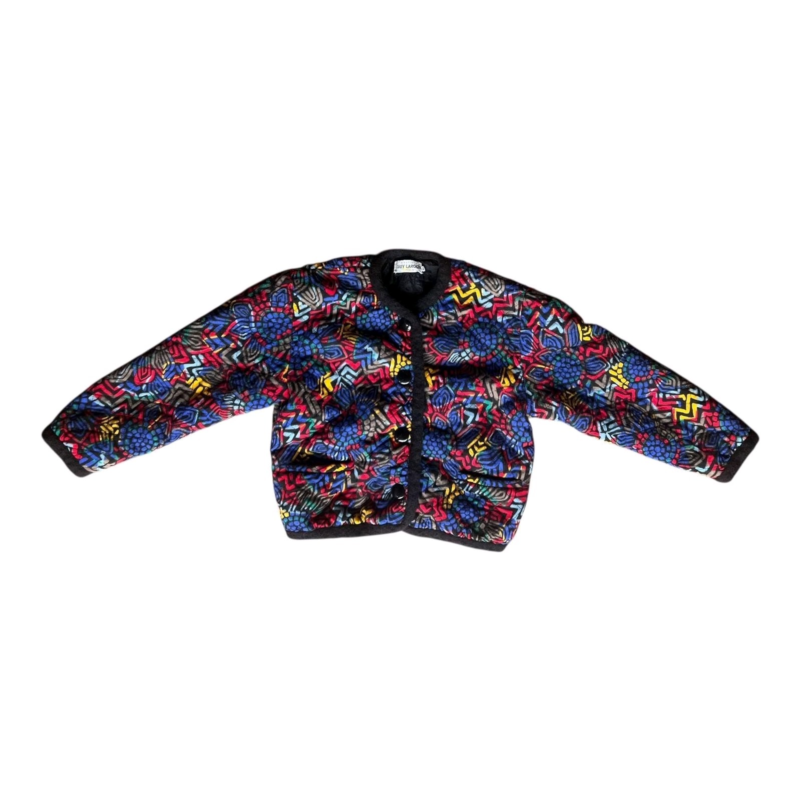 Guy Laroche 1980s Multi Color Coat Vintage Wool Jacket 80s size EU40 US M