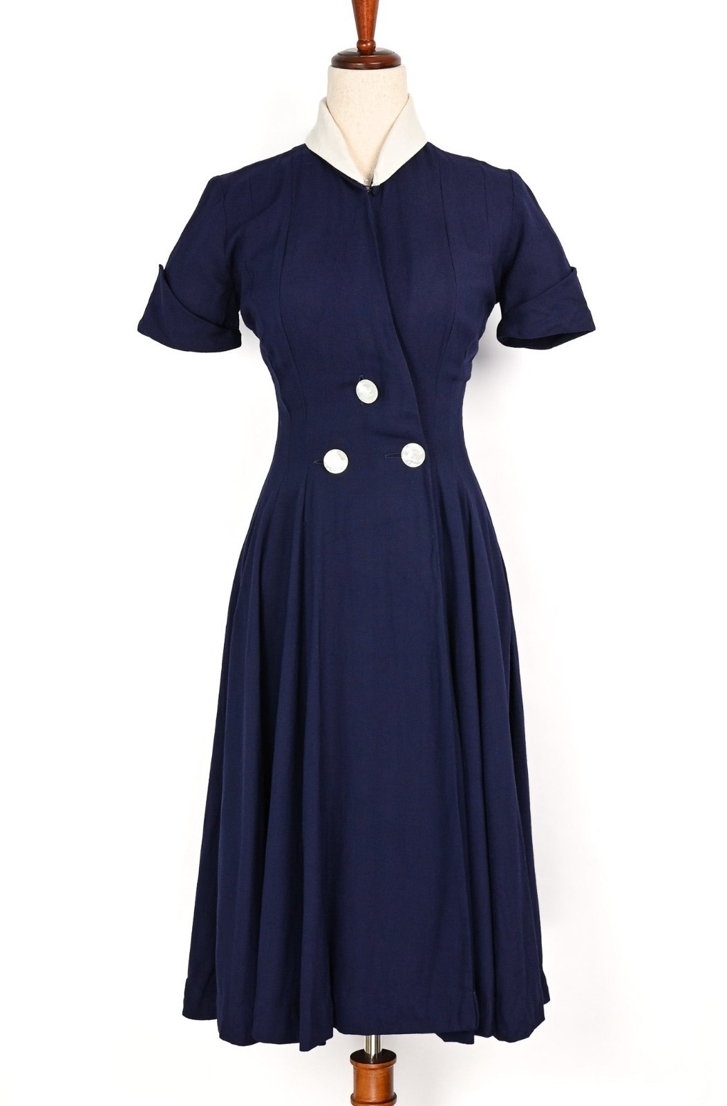 RARE Vintage 40s Dark Blue ORIGINAL JUNIOR BY BERNARD’S Short Sleeve Dress