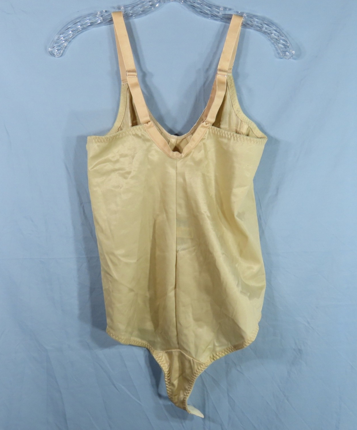 VTG Williwear Beige ALL-IN-ONE GIRDLE Bodysuit WILLI WEAR Satin Jacquard 36C