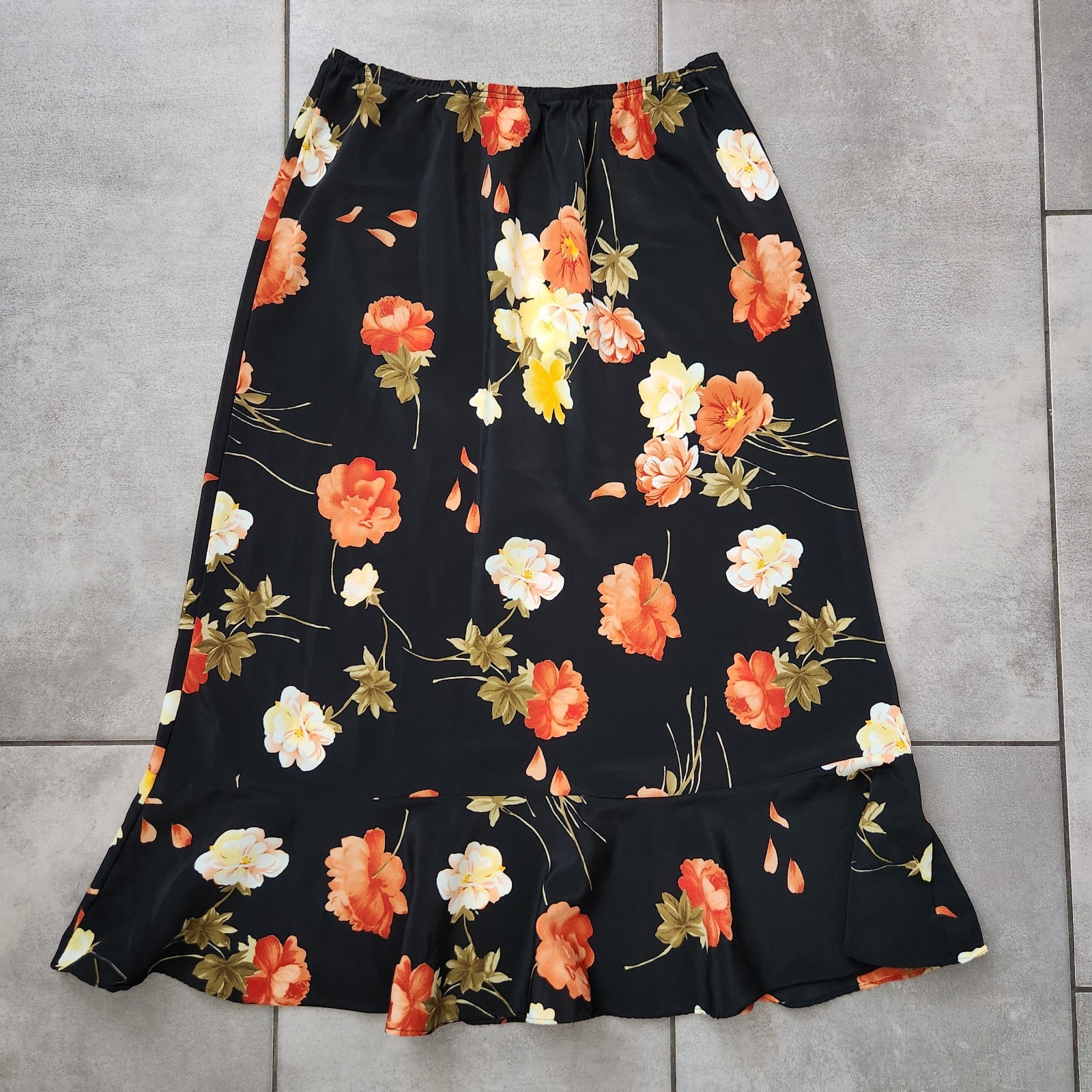 Vintage 90s 2000s Carol Rose Brand Floral Print Trumpet Skirt Sz.M Made In…