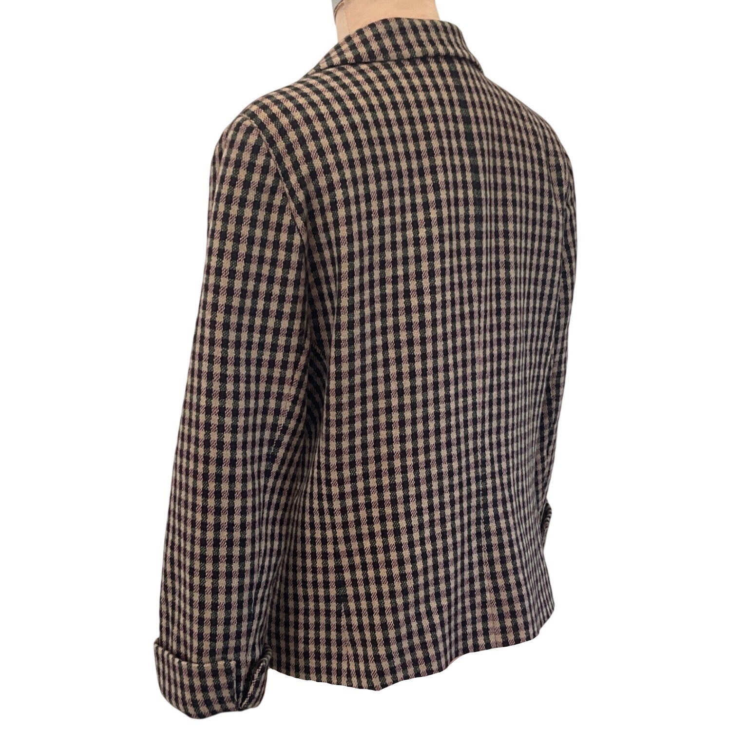 Giorgio Armani Le Collezioni Vintage Wool Plaid Cropped Blazer Women 12 Italy