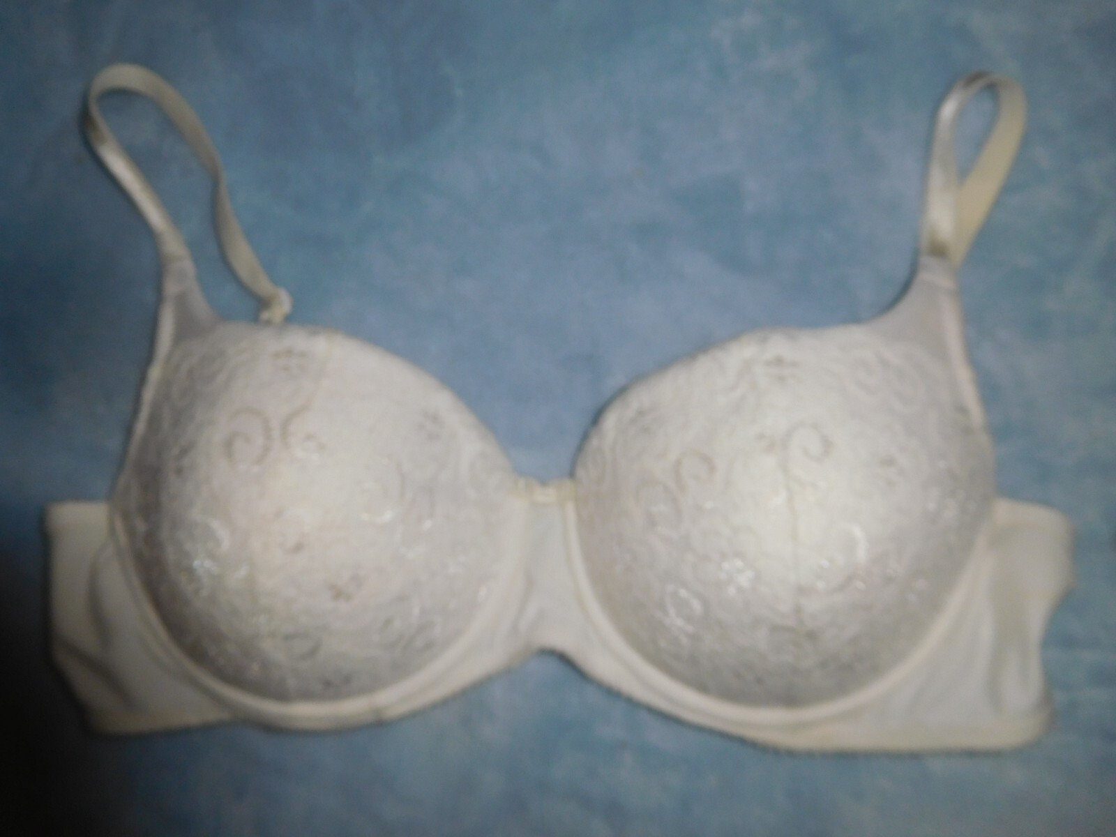 VTG Lily Of France Push Up Bra 38C White Floral Lace New