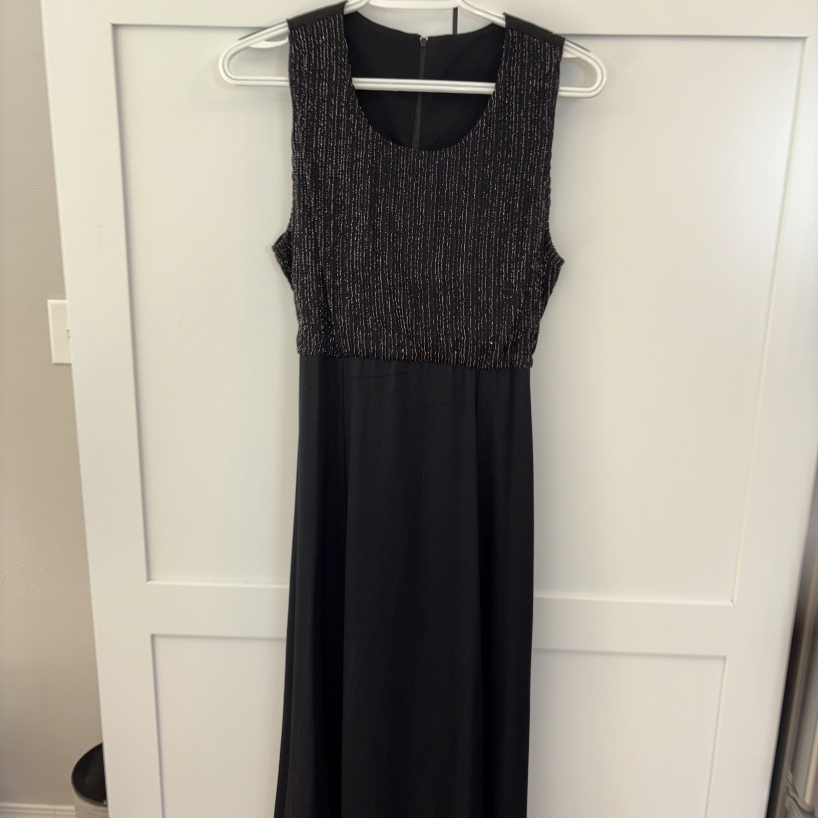 VTG Charade of California Women’s Black Maxi Dress Metallic Bodice, Full Skirt 8