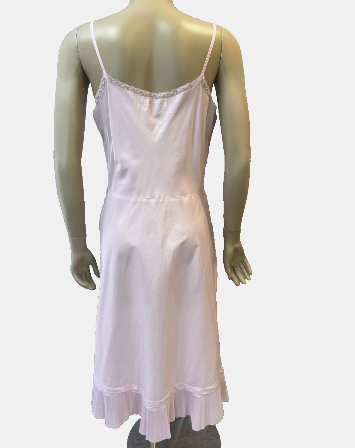 VTG BARBIZON Full Slip Dress Endear Tafredda, Crystal Pleats, Pink Sz M/L Grunge