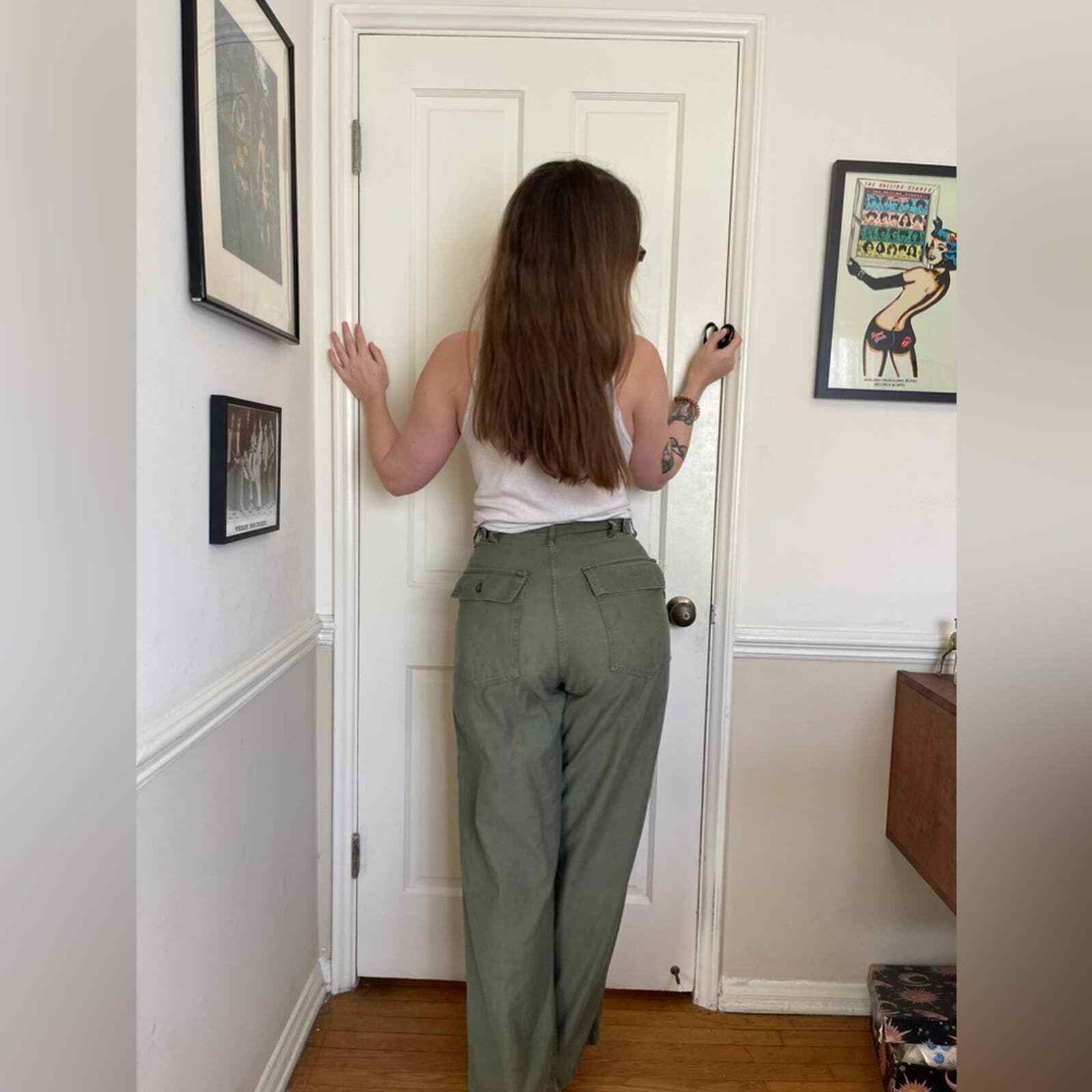 50s Vintage Korean Era Cotton Sateen Pants