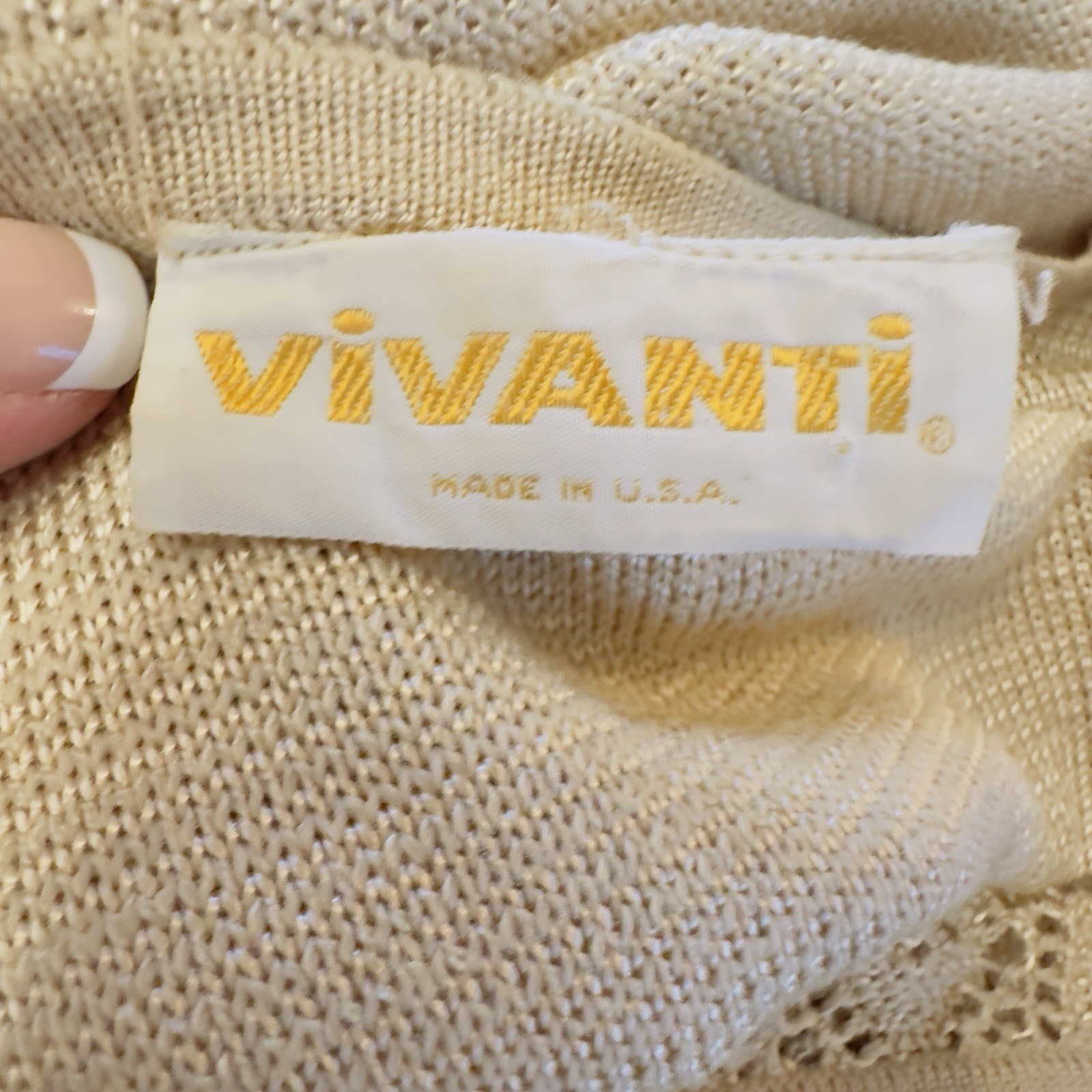 Vintage Vivanti Metallic Gold Knit Sweater & Skirt Set | Size 6 | Made in USA