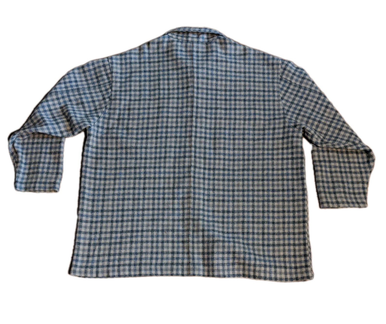Vtg Woolrich Wool Blend Gray & Beige Hounds tooth Button Up Shirt Women XL USA