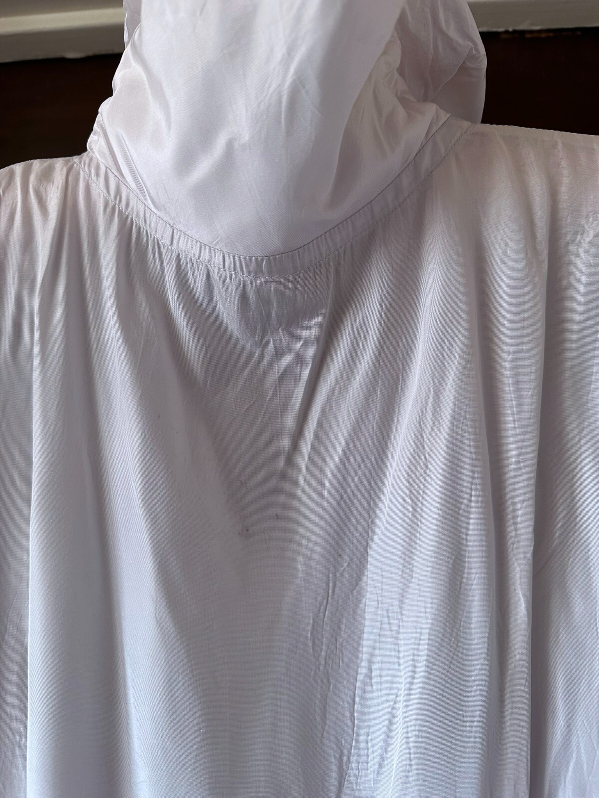 Vtg 40’s 50’s White Acetate Dress Rockabilly Formal Stand Up Collar Zip Long