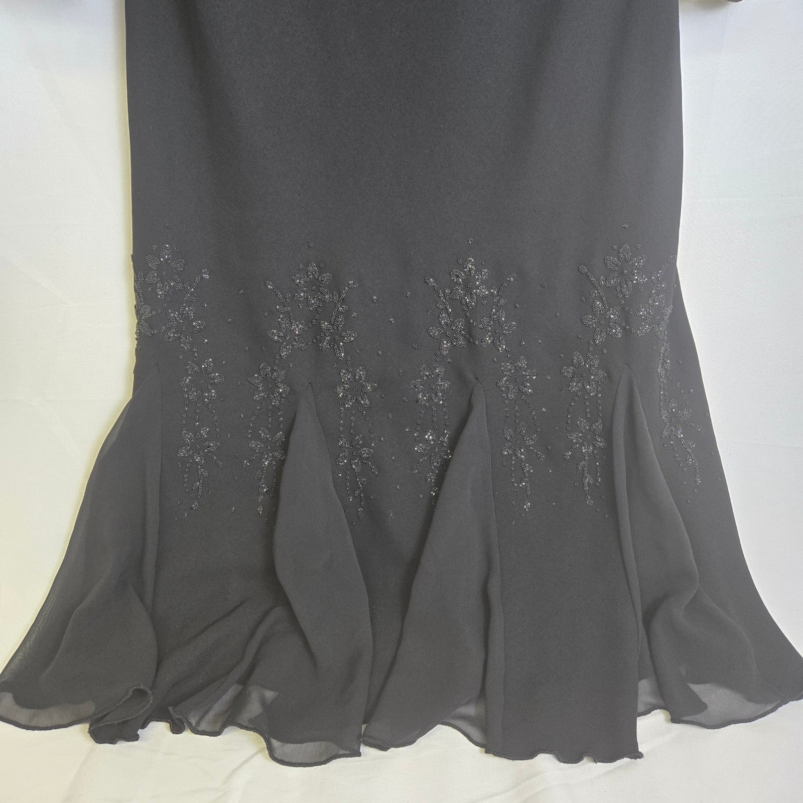 SL Fashions Evening Dress & Bolero Jacket Black Sequin Embellished 2 VTG READ