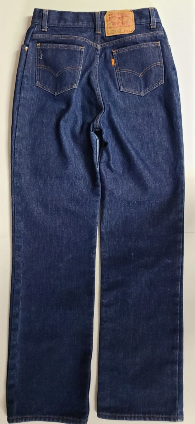 USA Vtg Womens Red Flannel Lined Levis 2517 Denim Blue Jeans Orange Tab Medium