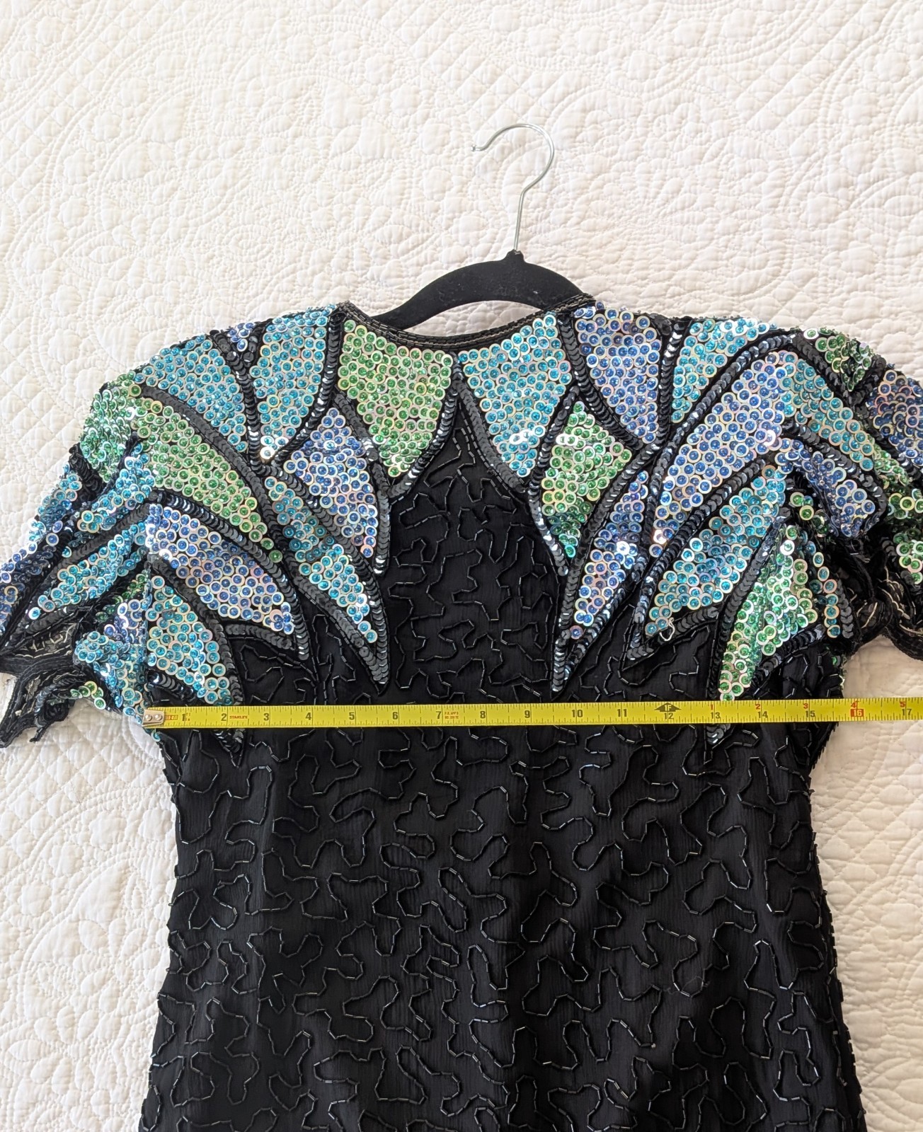 Vintage 80’s Scala 100% Silk Fully Beaded And Sequined Cocktail Dress Size 8-10