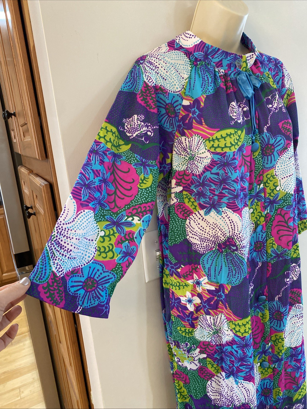 VTG 60’s Mod MCM Dela-Ann Loungewear M Psychedelic Maxi Robe House Coat