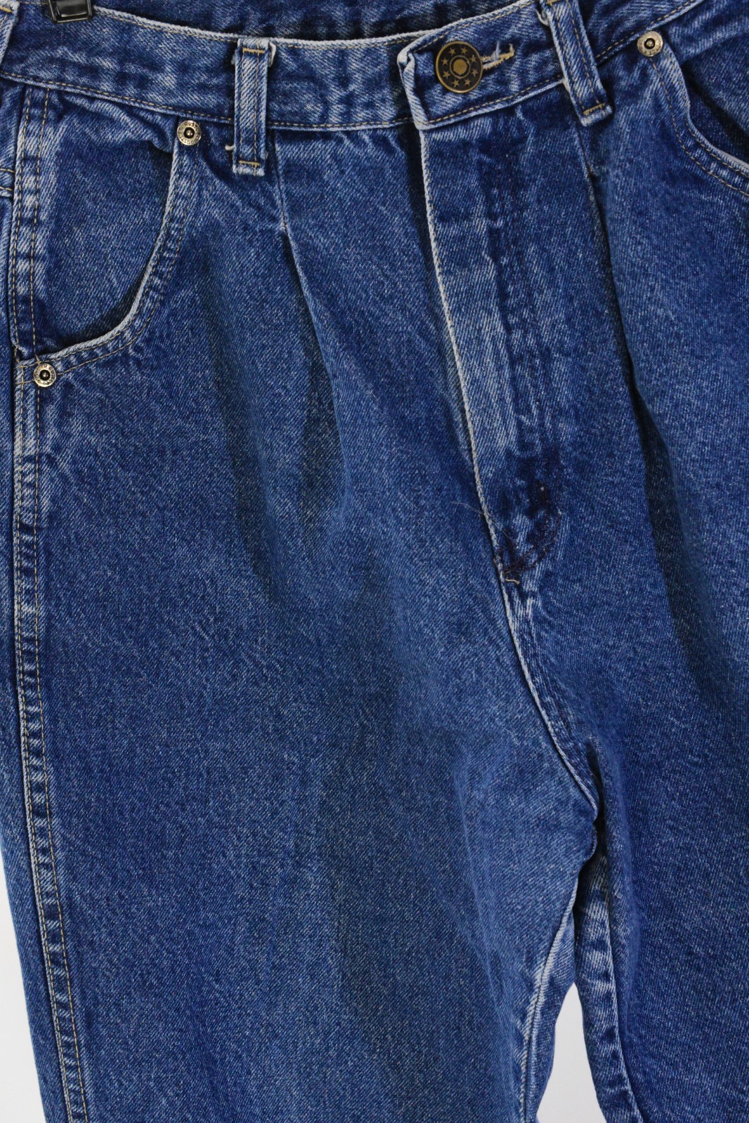 80s Vintage Dark Wash High Rise Pleated Tapered Leg Blue Denim Jeans Size 10