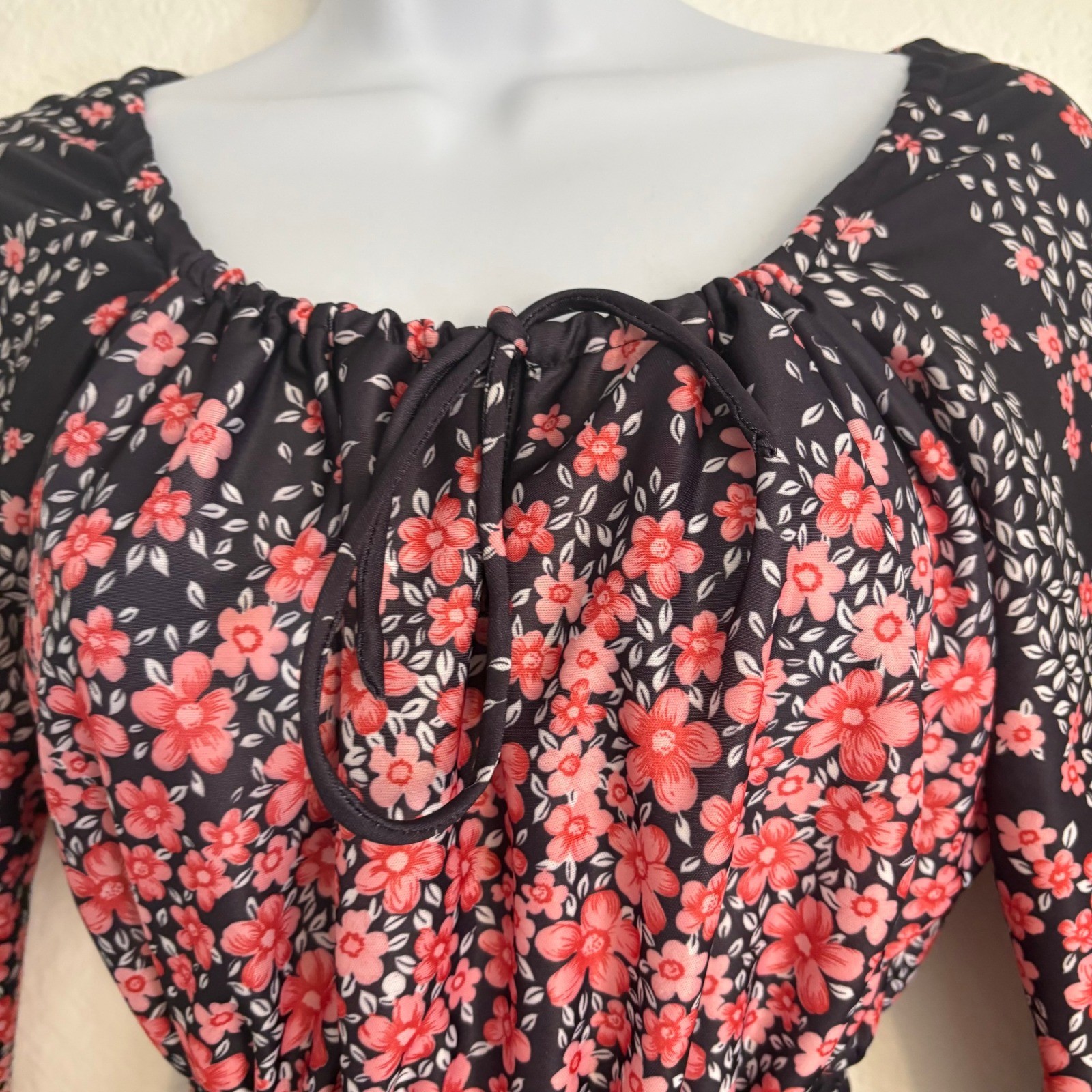 Ja Na of Hawaii Vintage Cherry Blossom Floral Maxi Dress Medium Bohemian