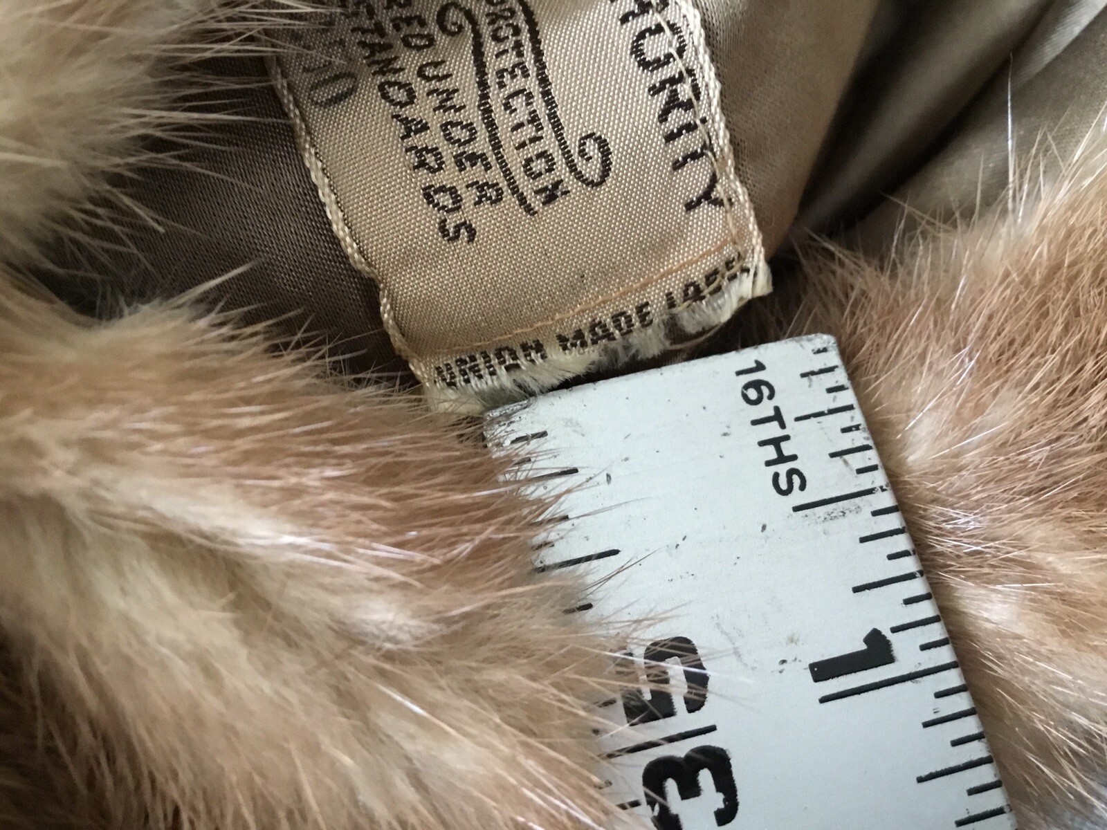 Vintage Mink Stole tan Schimmel Furs St. Louis Union Made 1955 Pockets Initials