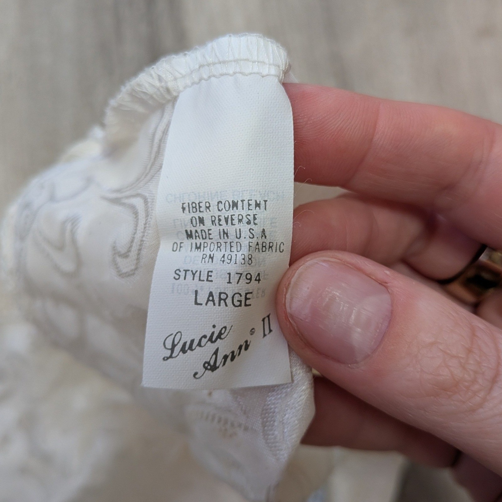 1980s Vintage Lucie Ann II Ivory Burnout Scroll Lace Mini Slip Bridal Size Large