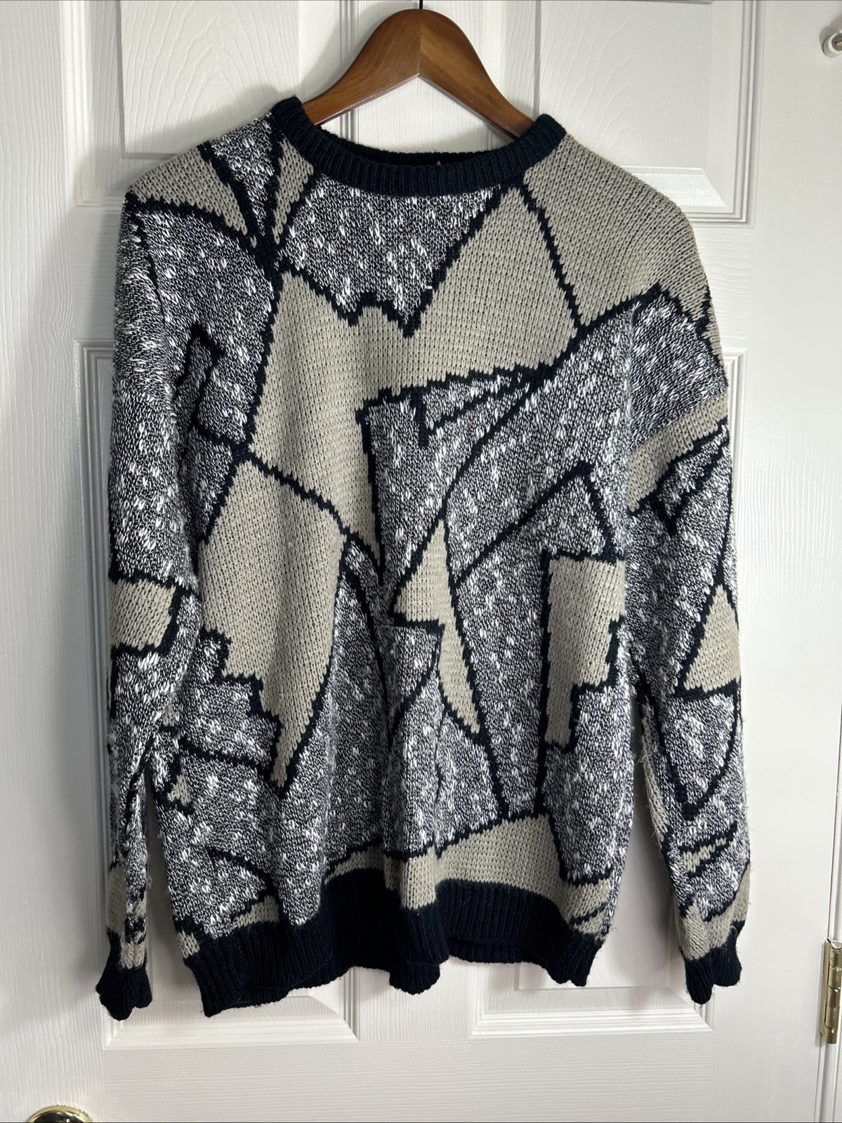 Vintage Women’s 80s Adele Knitwear Sweater USA Chunky Geometric Size Medium