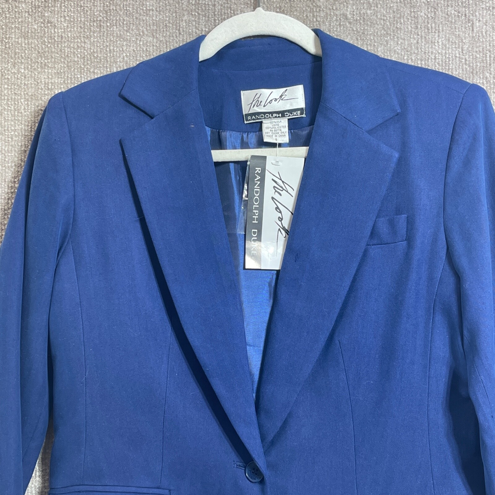 Vintage Randolph Duke Blazer Women 8 Blue Silk Lining Career Jacket The Look NEW