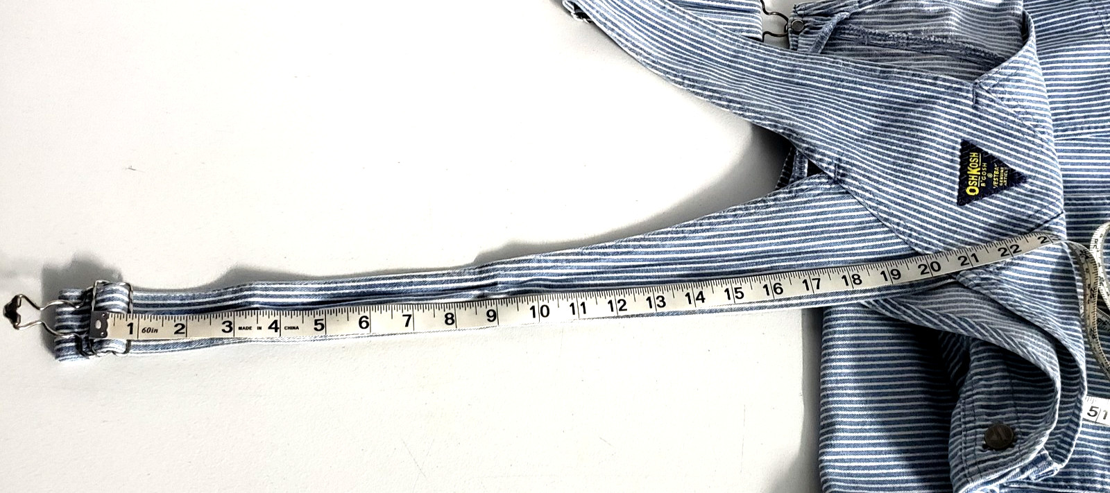 VTG 80s USA Oshkosh Womens 8 Blue Striped Railroad Denim Overalls Jumper Dress