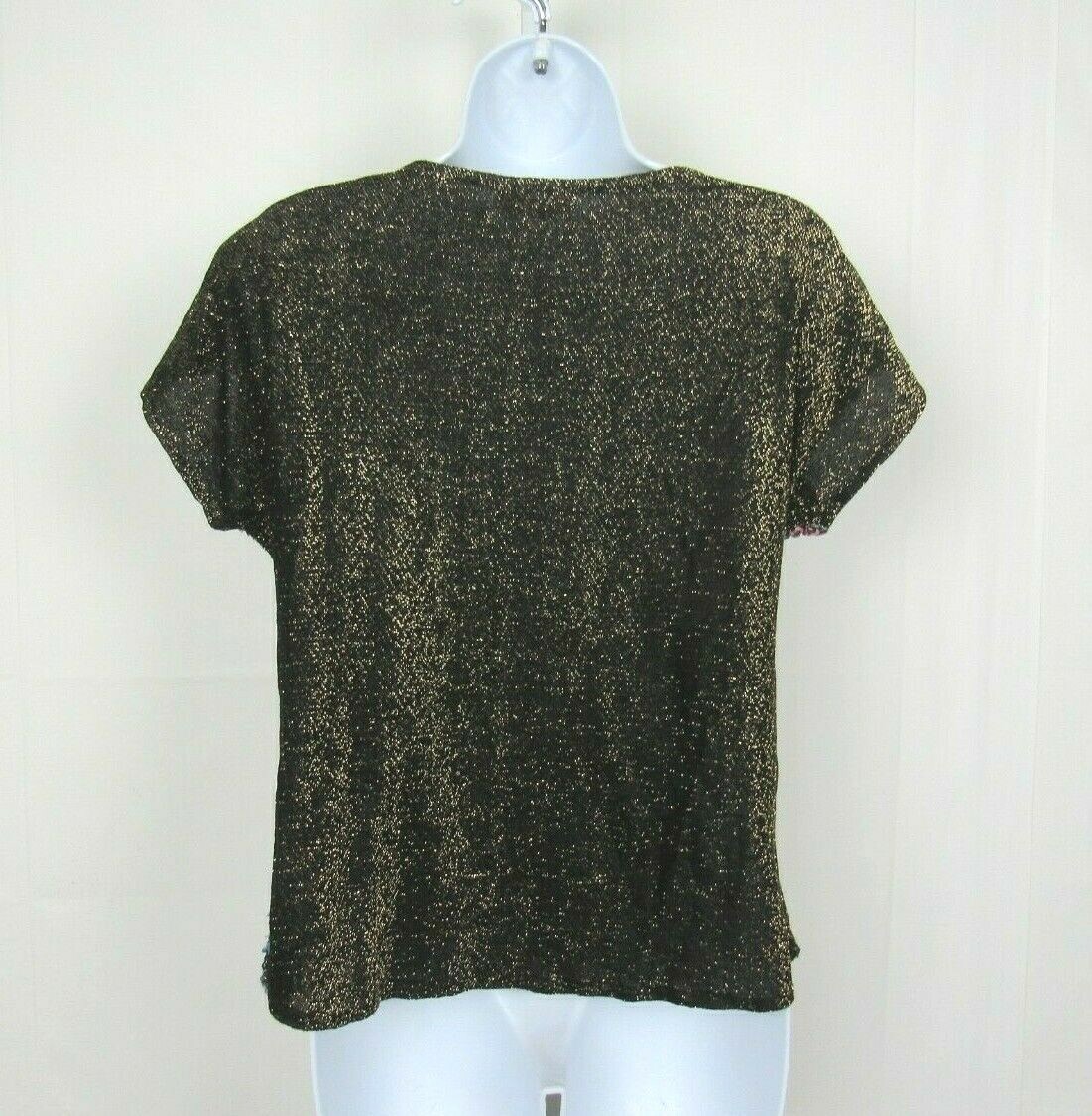 VTG 70s 80s JOSEPH II SEQUIN METALLIC THREAD GLITTER TOP MULTI COLOR DRAPED LOOK