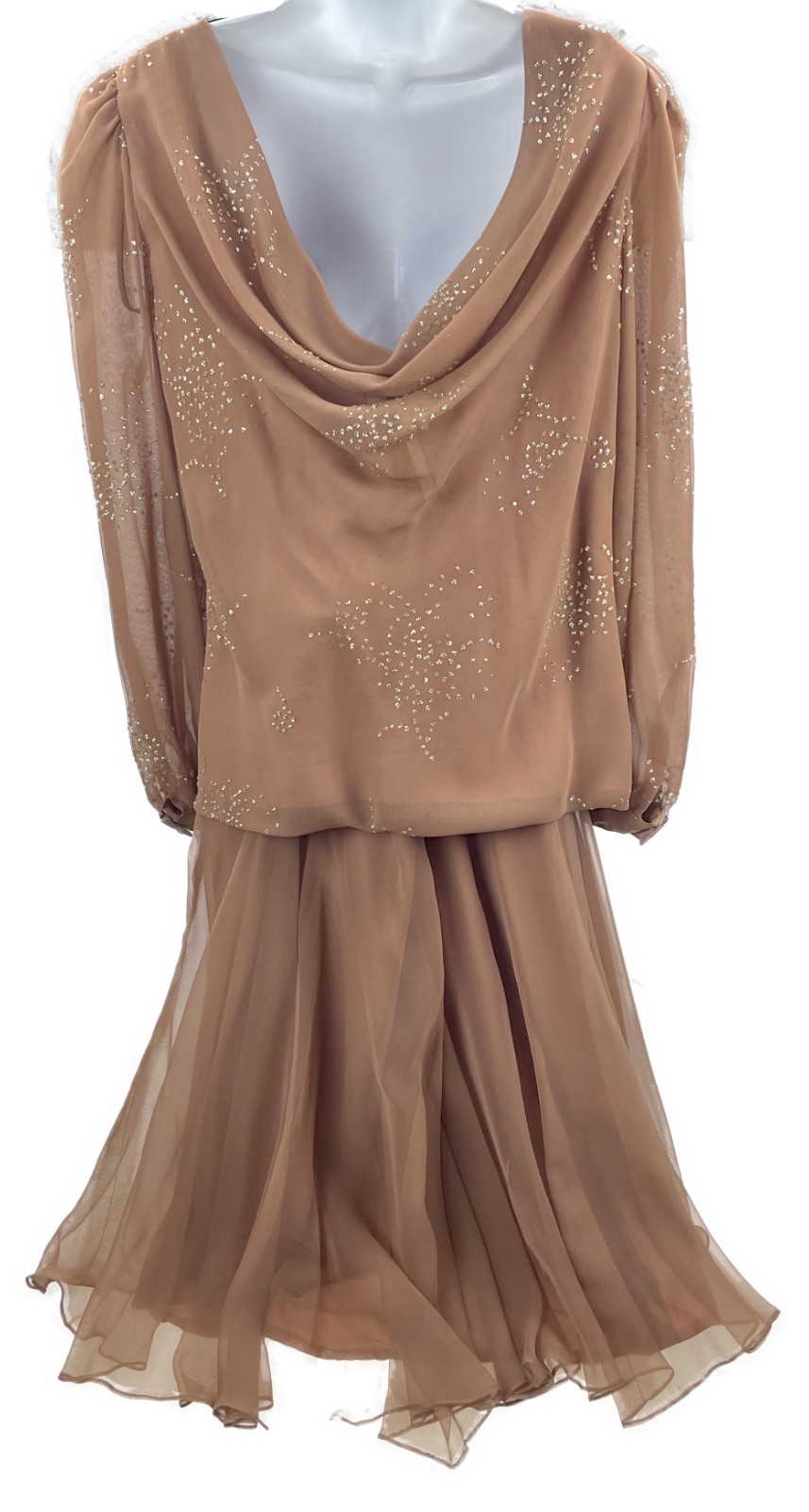Sz 14 Muriel Pivalo Skirt Blouse Brown Sparkle Cocktail Dress Formal Vintage