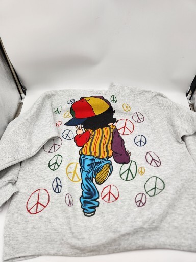 Vintage 1993 Betty Boop Hip Hop Peace Out Gray Sweatshirt 2 Sided Size XL-Tultex