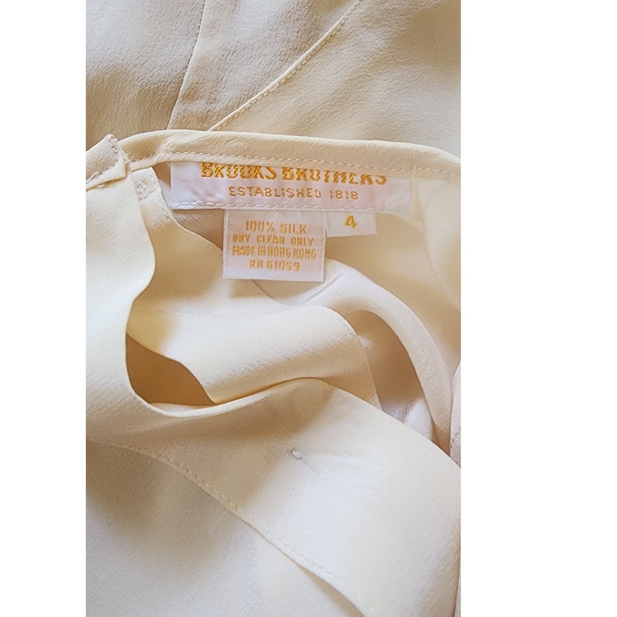 Vintage 80s Brooks Brothers Blouse Cream Silk Shirt Classic Minimalism