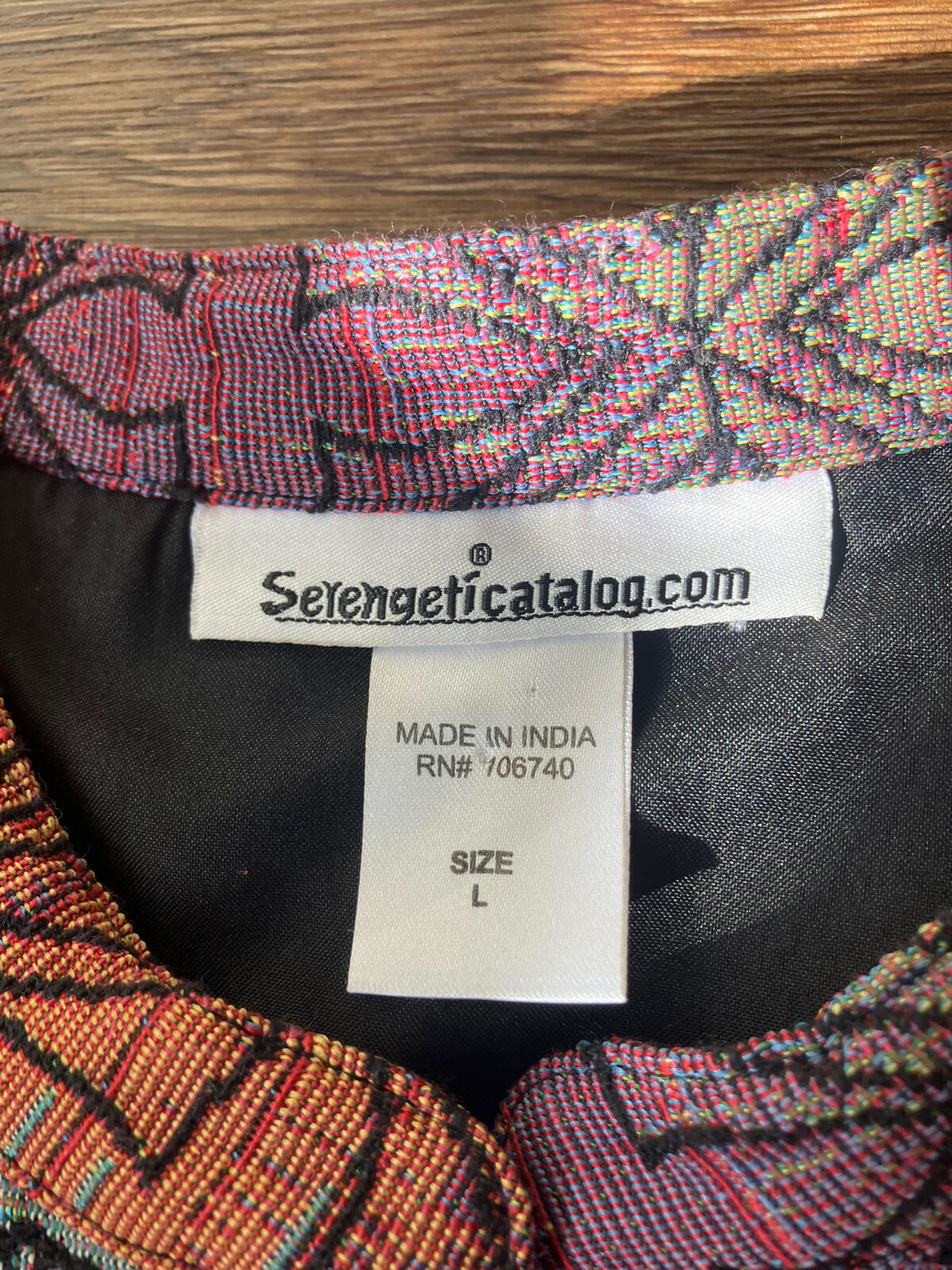 Vintage Serengeti Tapestry Jacket Quilted Colorful Abstract Mandarin Collar L