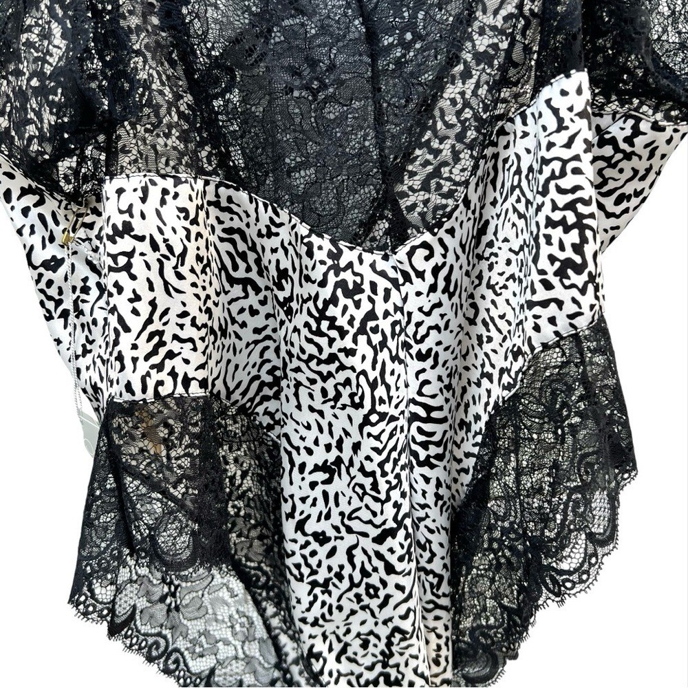 Vintage Fantasies Morgan Taylor Black White Lace Slip Teddy Lingerie NWT 90’s