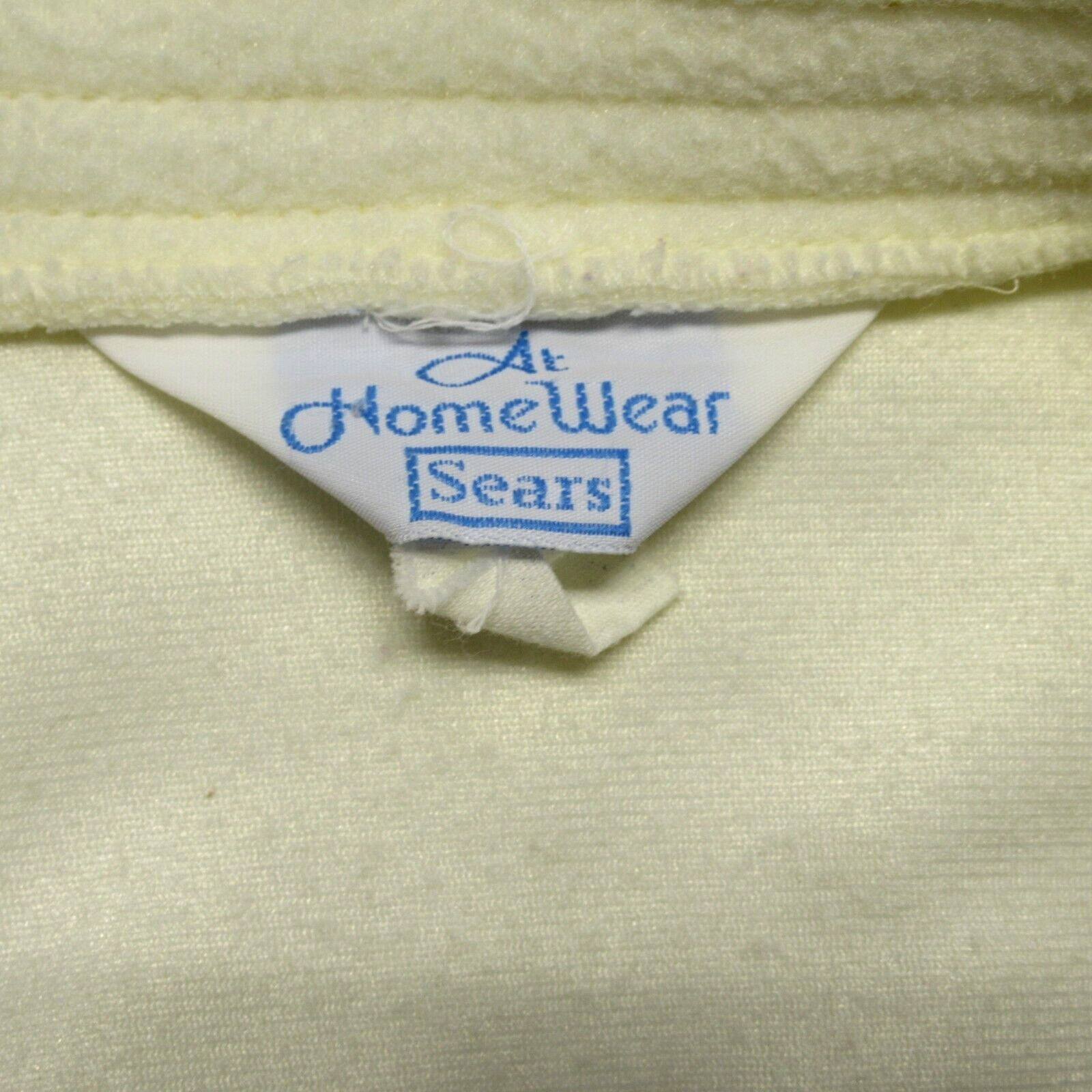 Vintage SEARS Cream Robe Gold Metallic Trim Belt SMALL 3/4 Sleeves At Home Wear