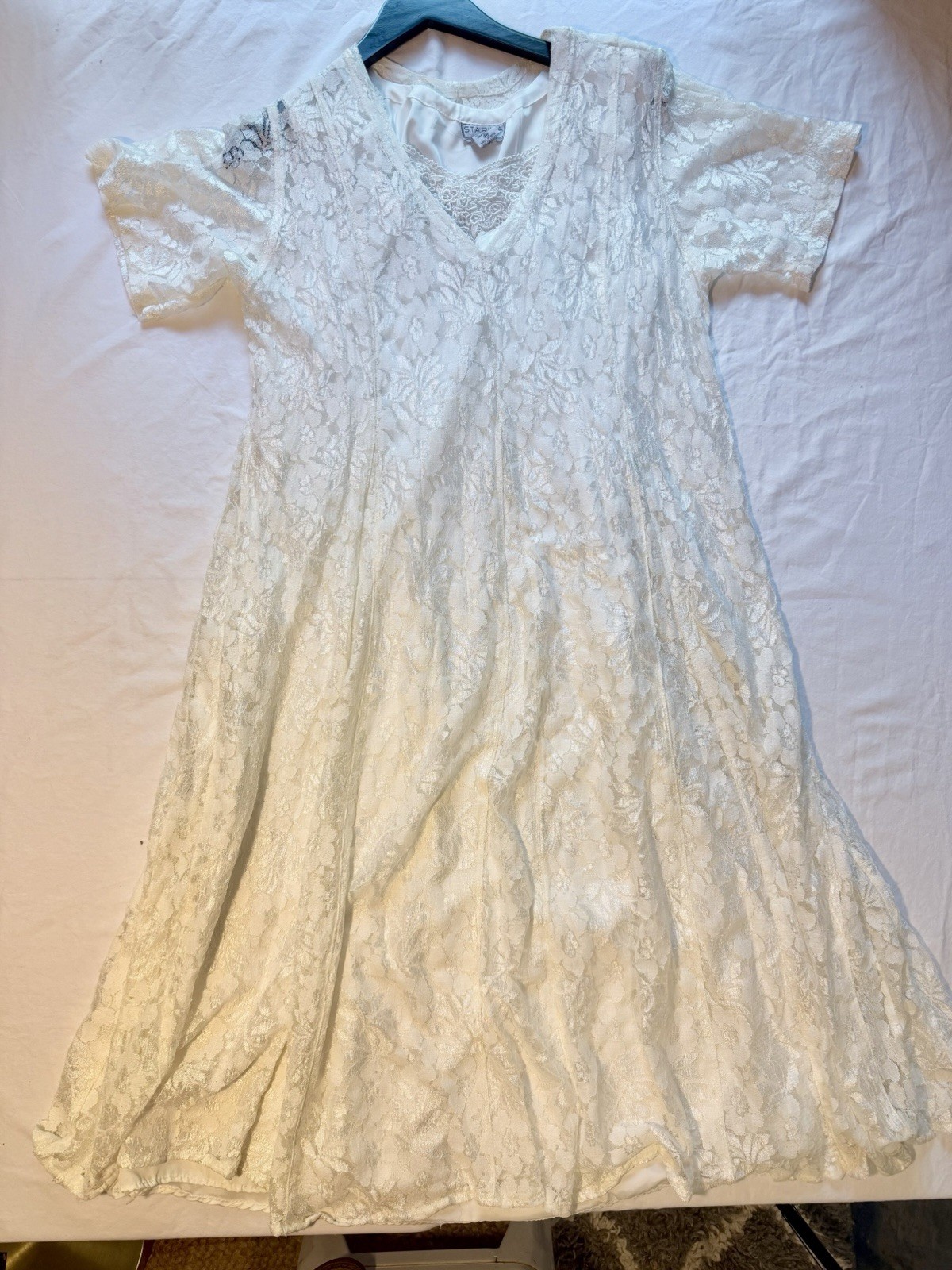 Vintage 80’s Starina white lace dress (cottagecore, boho, bridal, floral)