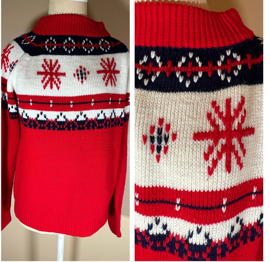 Vintage 90s Scandia Woods Cardigan Sweater Zip Front Deer Design Knit