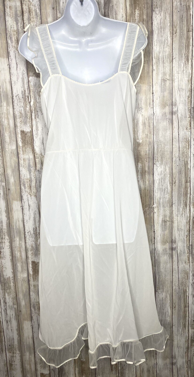 Vintage Carillon Women’s Nightgown Ivory Chiffon Floral Lace No Size