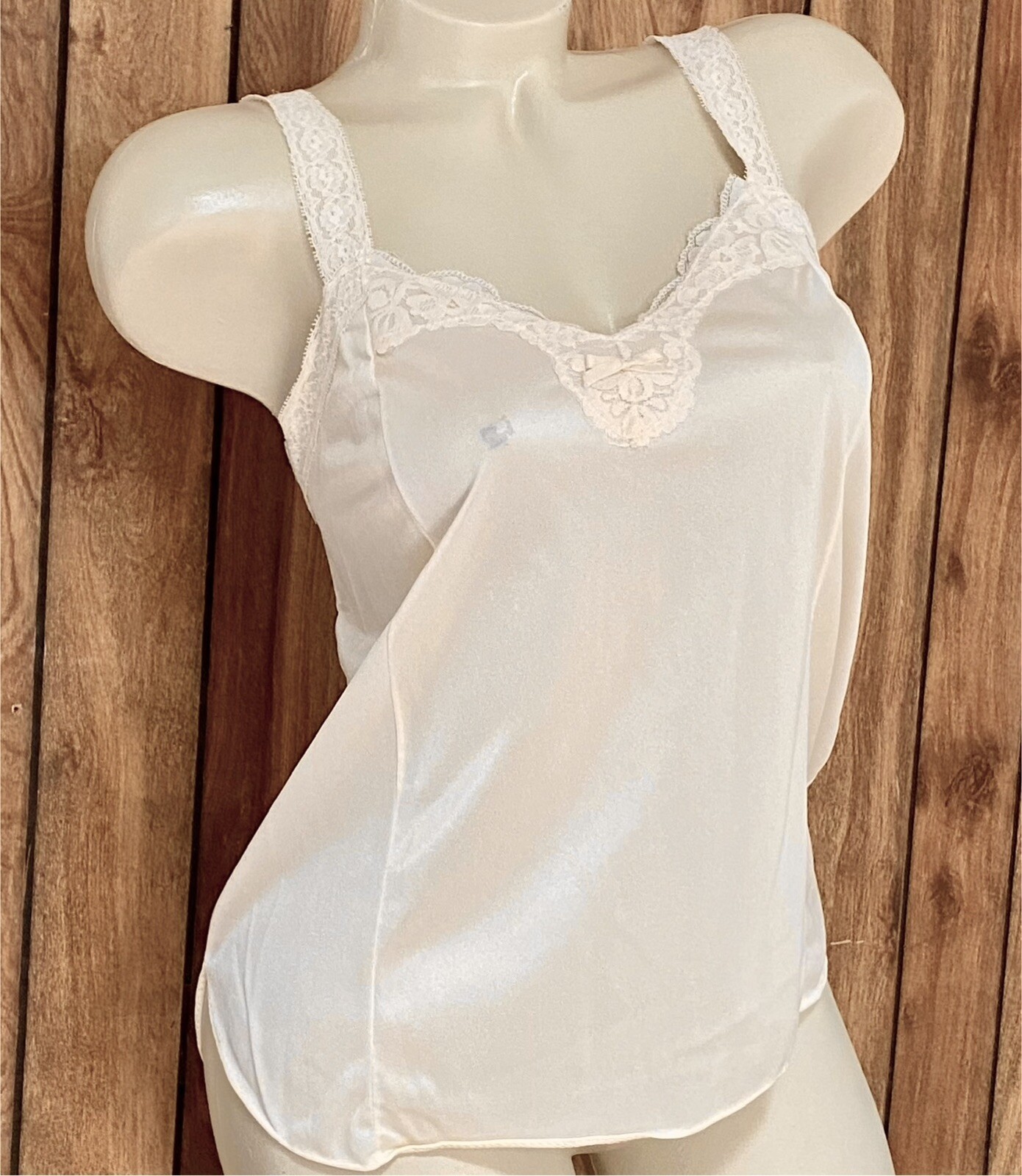 Vintage GreencoMaid Sexy Sissy Soft Nylon Stretchy Lace Straps Camisole Cami L