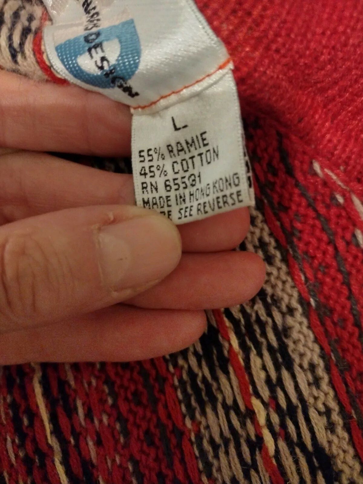 Paul Harris Design VINTAGE 1990’S L FairIsle Red/Multi Color, Zip Up Cardigan