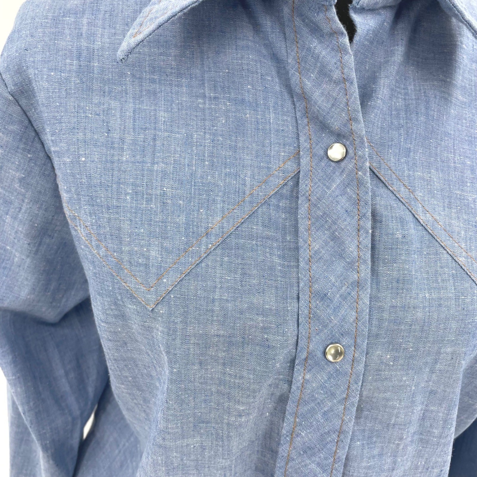 Vtg 70s Levis For Gals Western Shirt Looped L Tag Pearl Snaps L 20″ PTP Rare