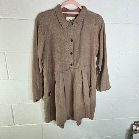 VTG 90s FLAX by Jeanne Englehart Linen Lagenlook Tunic Art to Wear long top