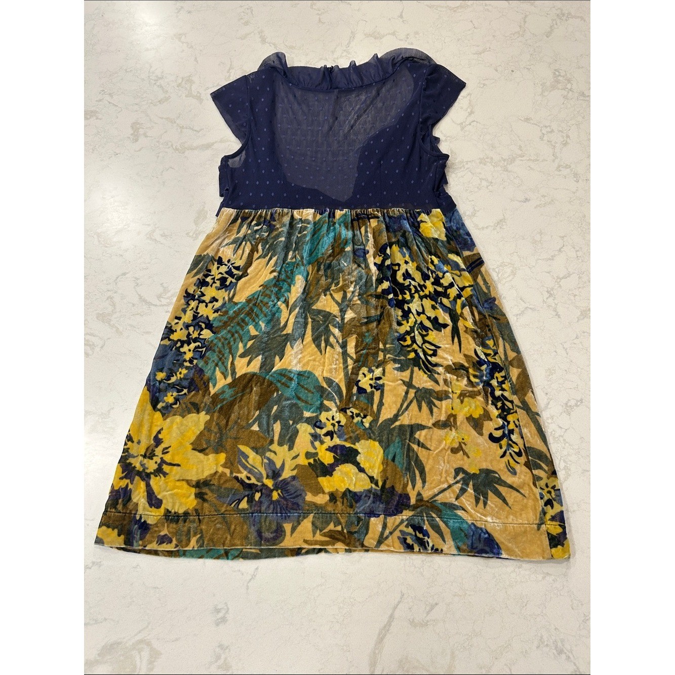 Free People l Floral Velvet Lace Swiss Dot Silk Blend Babydoll Dress Size XS