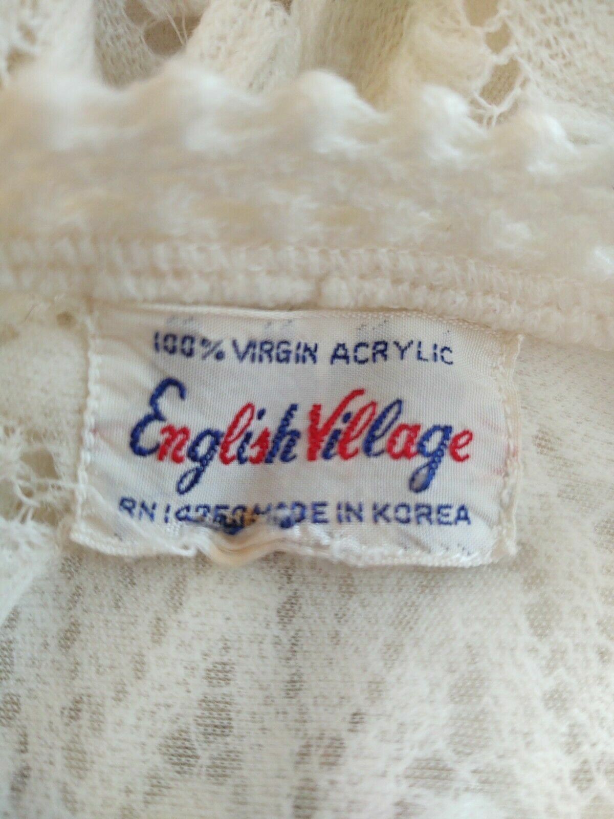 60’s Sweater English Village Rockabilly Sweet Open Eyelet Knit White Women’s L