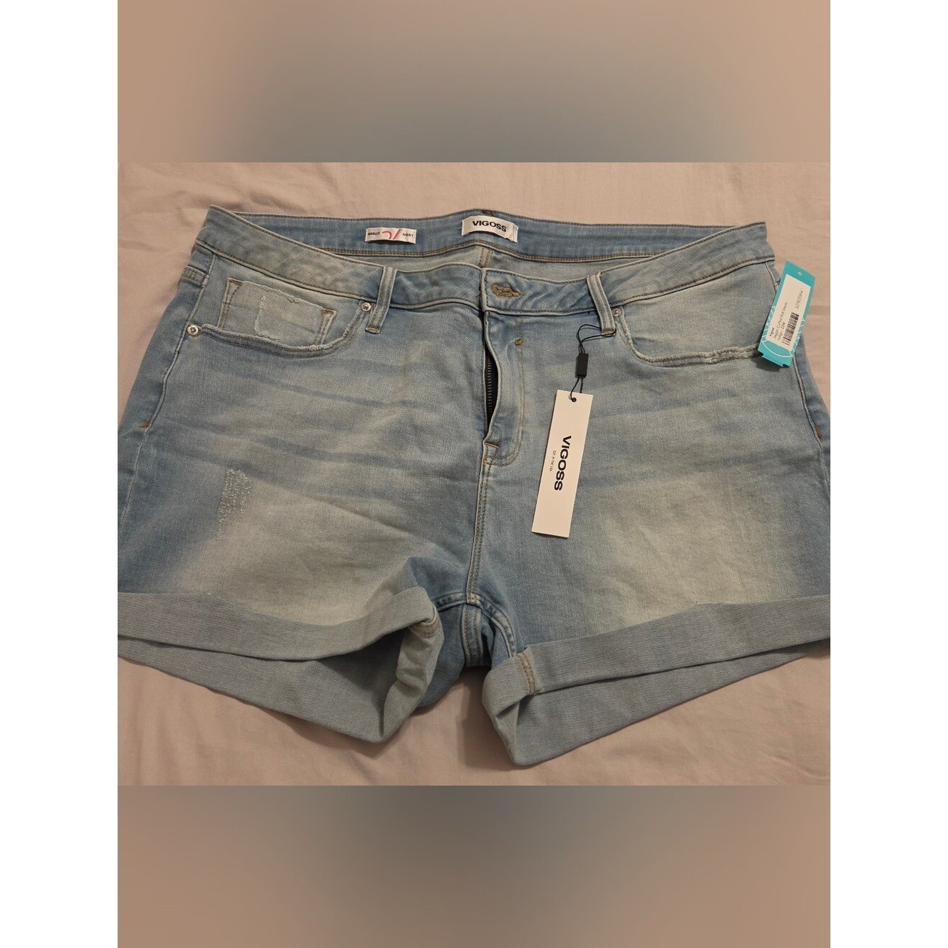 Vigoss Light Wash Denim Roll-Cuff Shorts
