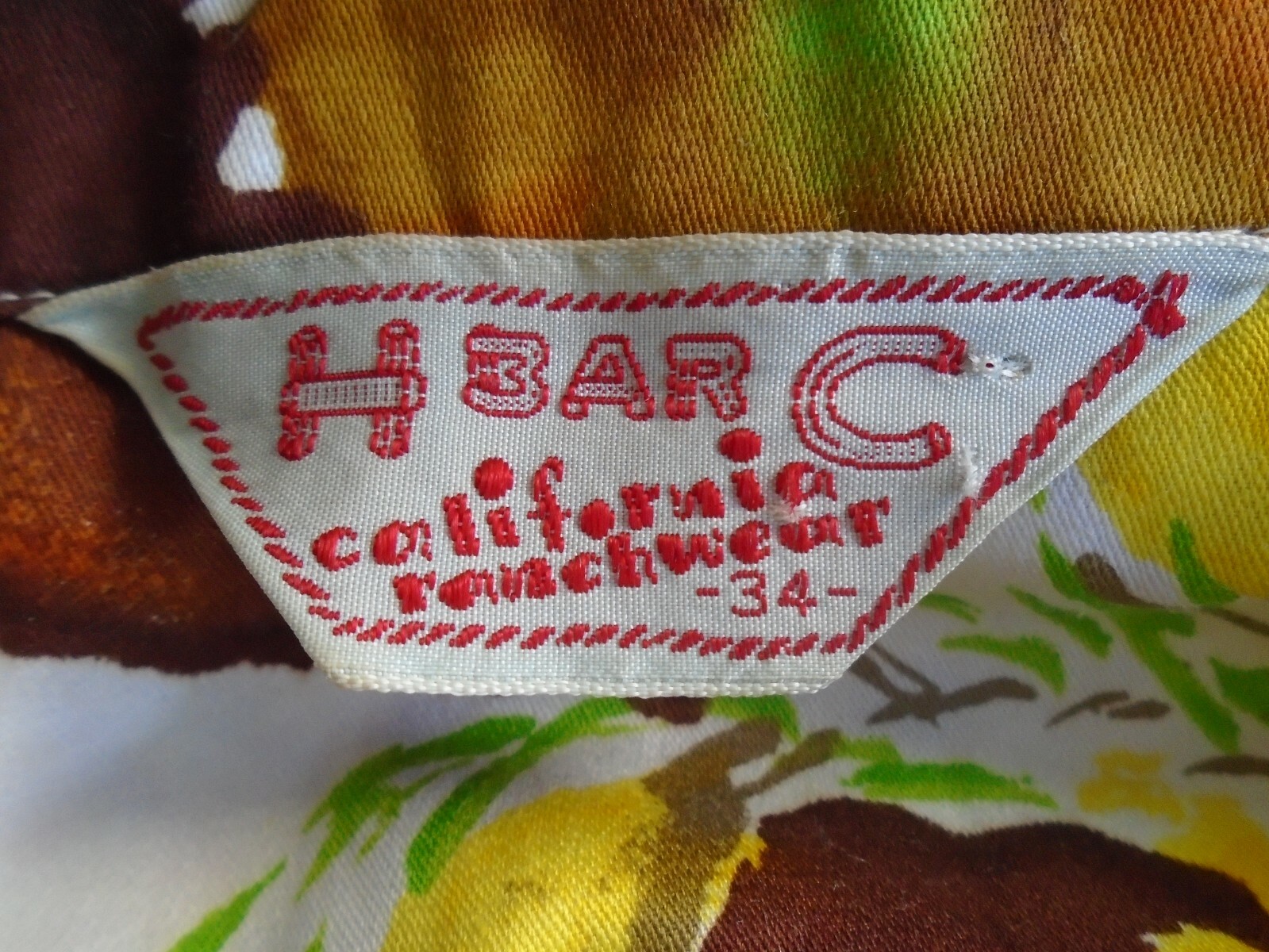 Vintage H BAR C Of California Ranchwear Multi-Color Floral Shirt Size 34