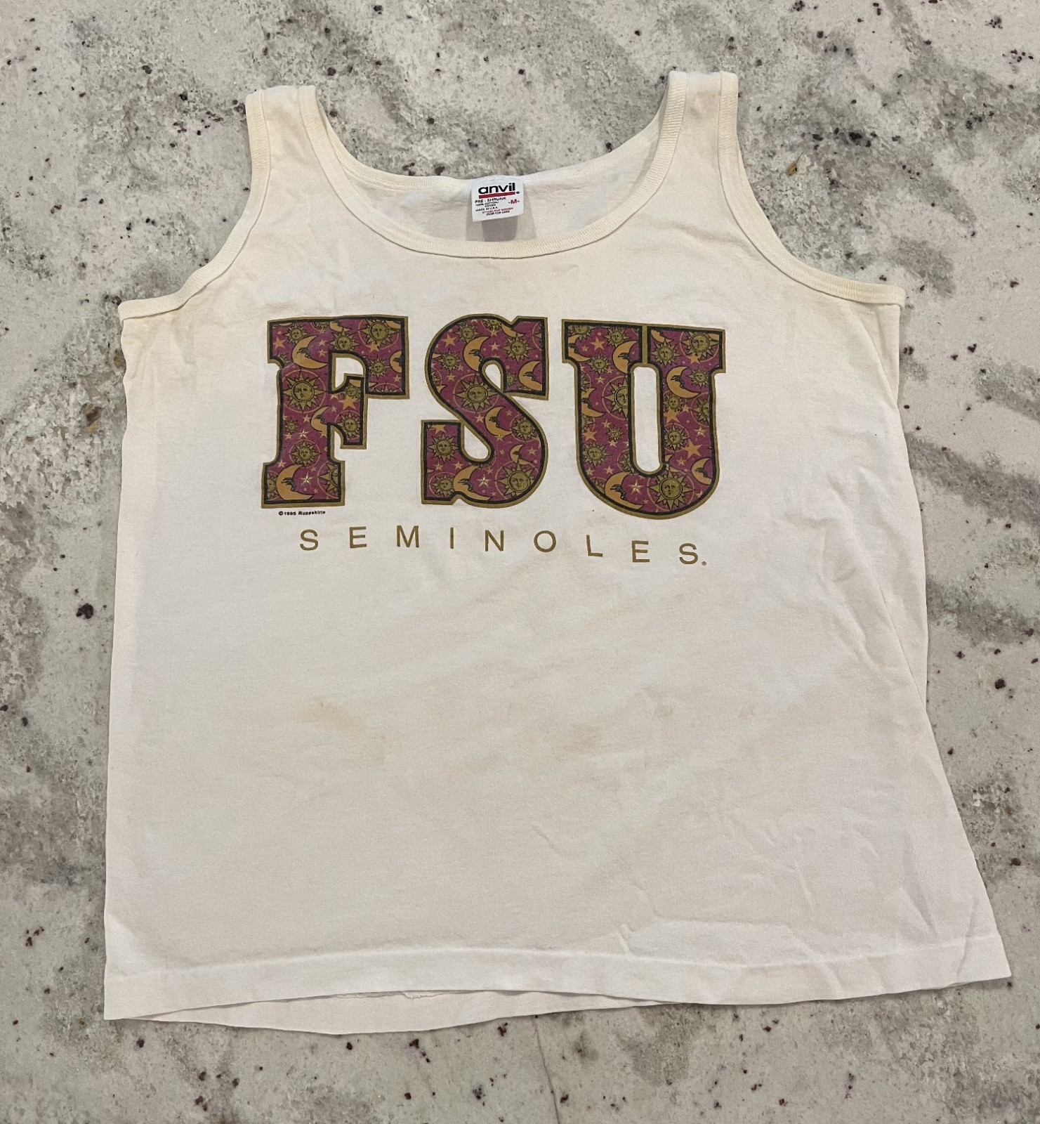 VTG 90s USA FSU Seminoles Single Stitch Celestial Sun Moon Tank Top Women M