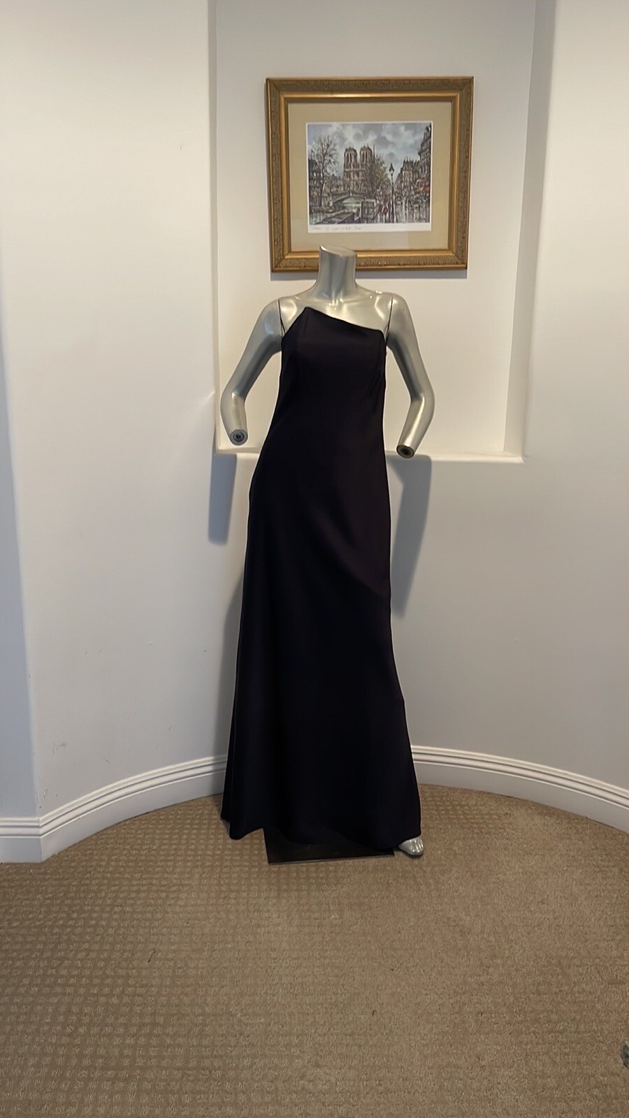 LAUNDRY BY SHELLI SEGAL Vintage 1990’s Strapless Navy Blue Gown SIze 8