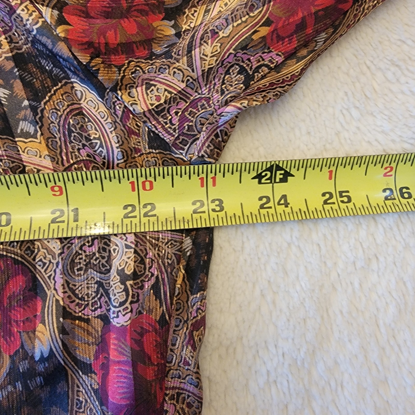 Vintage 80s Hastings & Smith Sheer Secretary Blouse | Paisley Floral Pleated